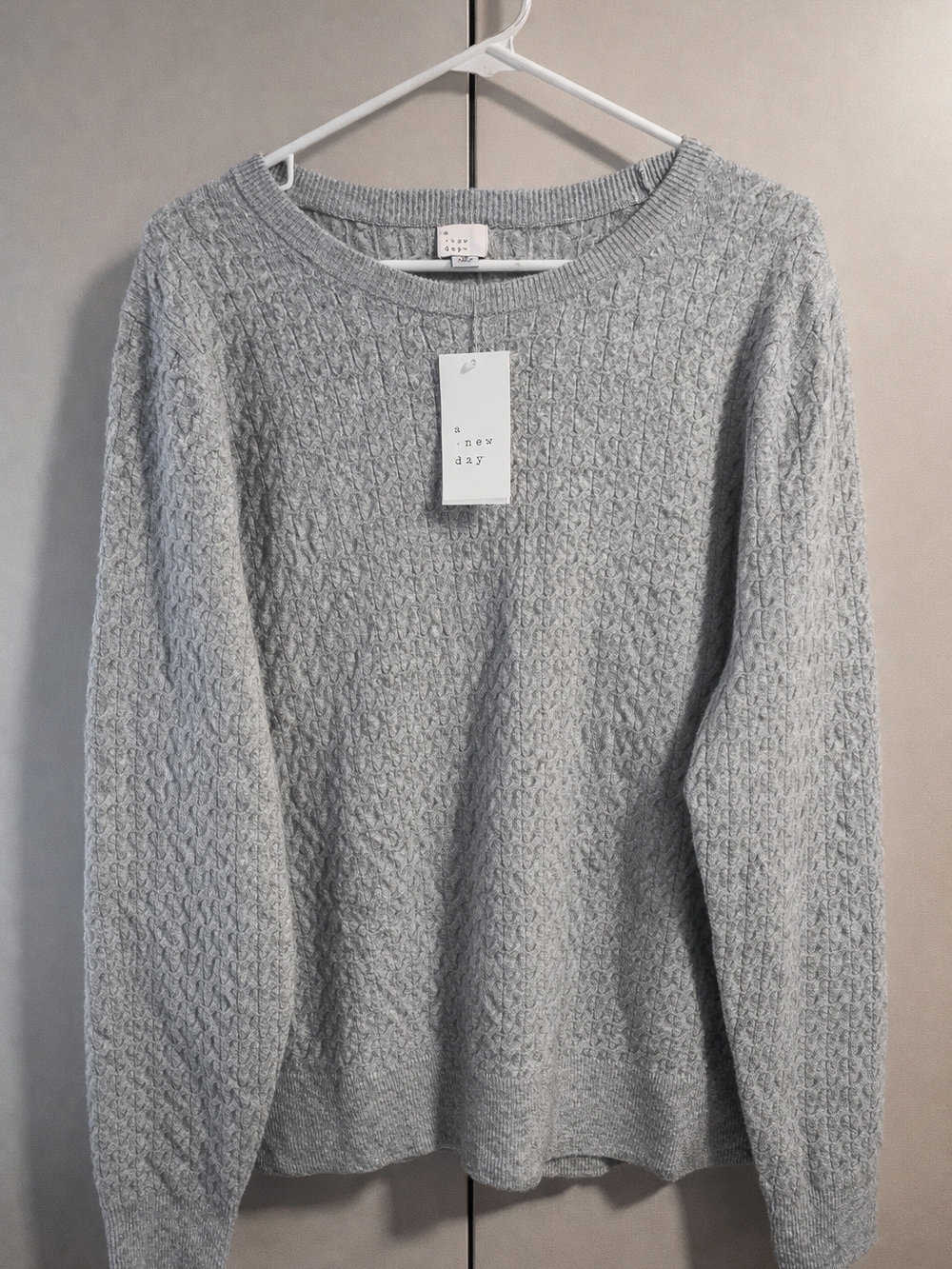 a new day Light Gray Textured Knit Sweater